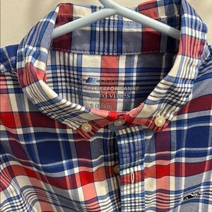Vineyard Vines Boy’s Performance Plaid Shirt - Red and Blue